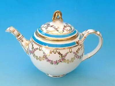 Buy Very Rare Antique Minton Teapot, Rose Swags & Turquoise Blue Deco Like Coaplort • 75£