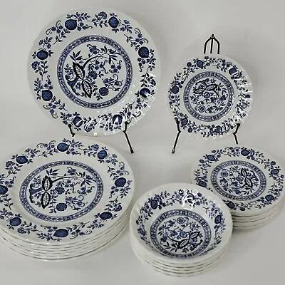 Buy Crown Clarence Blue Onion Plate & Bowl Lot, Made In England  22 Pieces • 221.66£