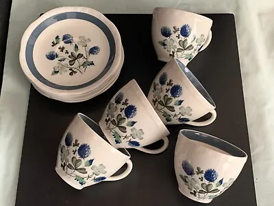Buy Vintage 5 X CUPS & SAUCERS Alfred Meakin BLUE CLOVER Floral  Design - Striking • 2.50£
