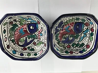 Buy Two Small Continental Faience Pottery Fish Decorated Dishes • 8£