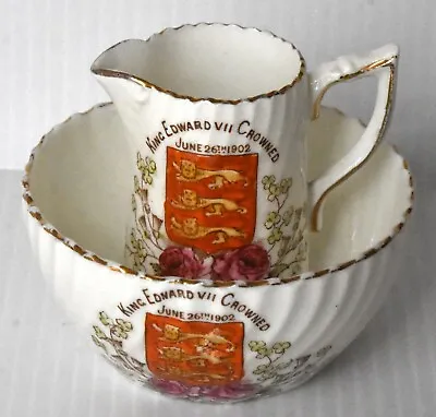 Buy Crested China: King Edward Vii Crowned Unmarked Commerative Jug & Bowl • 9.99£