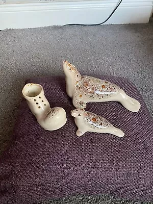 Buy Fosters Pottery Seal Figurine Sea Lions And Boot Ceramic Sculpture Honeycomb • 18£
