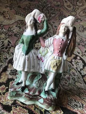 Buy Antique Staffordshire Flatback Figurine Scottish Couple-circa 1910-23cm • 48£
