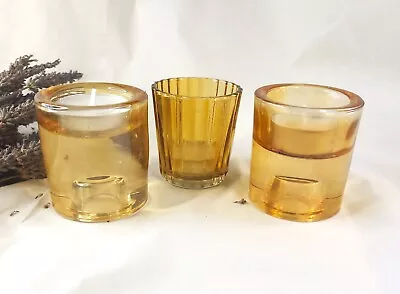 Buy Set Of 3 Coloured Glass Round Tea Light Candle Holders Wedding Party Home • 10£