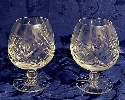 Buy Pair Vintage Crystal Cut Glass Balloon Brandy Glasses ~ Unused • 17.99£