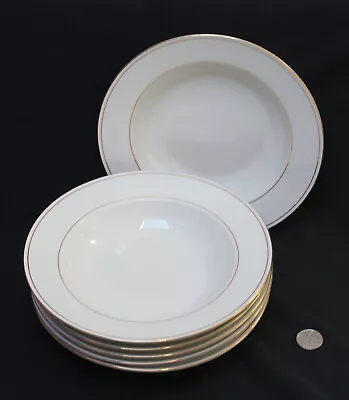 Buy 6 X Royal Norfolk White Ceramic Soup Bowls Gold Stripe *U • 8£