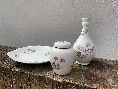 Buy Crown Staffordshire Fine Bone China Posy Flower Vase Plate And Lidded Pot X • 10£
