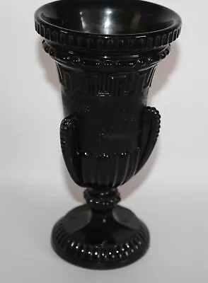 Buy Antique Victorian Davidsons Black Glass Greek Key Pattern Urn Vase • 9.99£