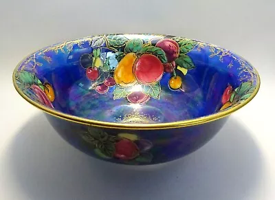 Buy Vintage Crown Devon Fielding's Blue Lustrine Florescent Bowl Fruit Pattern • 22£
