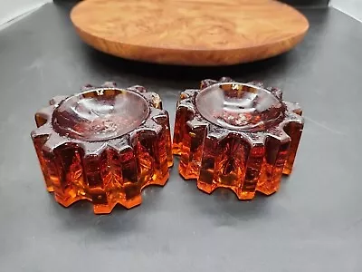 Buy Antique Victorian Amber Pressed Glass Piano Casters Cup Pad Candle Holders Damag • 14£