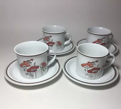 Buy Four Royal Doulton   Fieldflower   Tea Cups / Saucers, Vintage Stoneware. • 10£