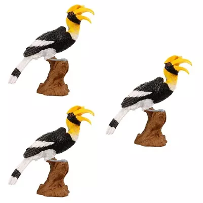Buy  3pcs Bird Model Simulated Hornbill Figurine Plastic Hornbill Ornament Garden • 13.99£