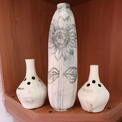 Buy  Three Carn Studio Art Pottery Vases - From Nancledra, Penzance, Cornwall • 35£