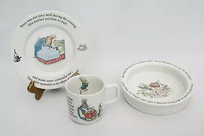 Buy Wedgwood 3 Pc Peter Rabbit Beatrix Potter  Child's Dinnerware Set Plate Bowl Cup • 19.29£