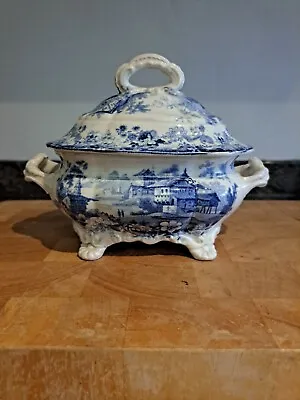 Buy Minton Blue And White Transferware  C1830 Genevese Tureen With Matching Lid • 75£