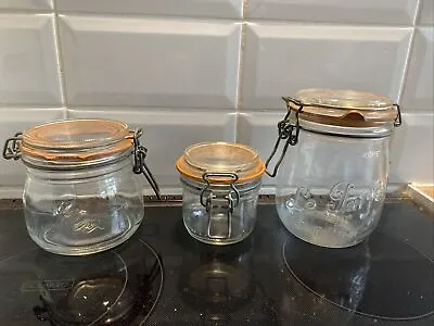 Buy Two Vintage Le Parfait Jars, Glass Clip Top Lids & One Other • 4£