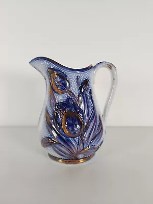 Buy Antique Lusterware Flow Blue And White Jug/Pitcher • 28£