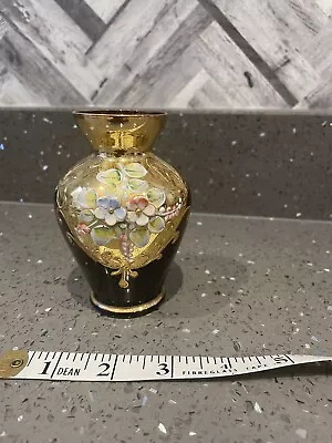 Buy Vintage Murano Cranberry And Gilt Souvenir Small Glass Vase  • 5£