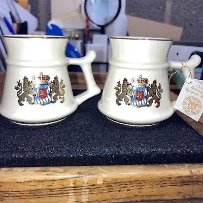 Buy Pair Of Prinknash Pottery Tankards Decorated With 24k Gold, Boxed In GC (0646) • 12£