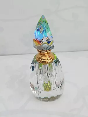Buy Crystal Cut Rainbow Glass Perfume Bottle With Wand/Dabber 12cm High • 22.50£
