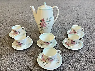 Buy Vintage BRITISH ANCHOR Lorraine Coffee Pot 5 Cups 6 Saucers Sugar Bowl England • 20£