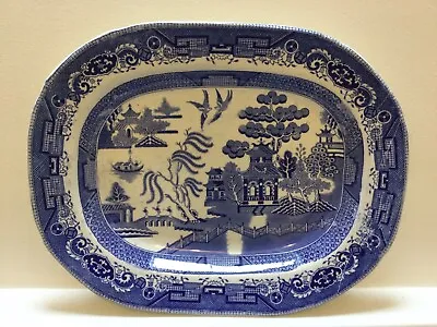 Buy Antique Blue & White China “ Willow Pattern “ Meat Dish • 39.95£