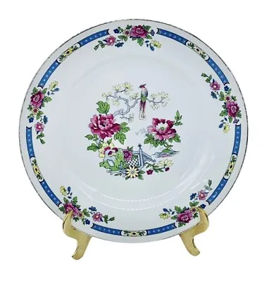Buy Lord Nelson Ware BCM TSING Elijah Cotton Blue Pink Peacock Flowers Dinner Plate • 32.19£