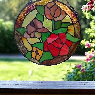 Buy Tiffany Style Stained Glass Round Floral Window Panel Boho  Hanging Sun Catcher • 42.69£