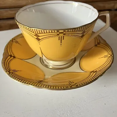 Buy Aynsley Cup And Saucer. Yellow Orange And Gold. Bone China. • 6.50£