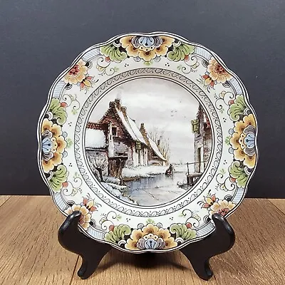 Buy Delft Polychrome Wall Plate - Winter Canal - Vintage Dutch Holland • 14.99£