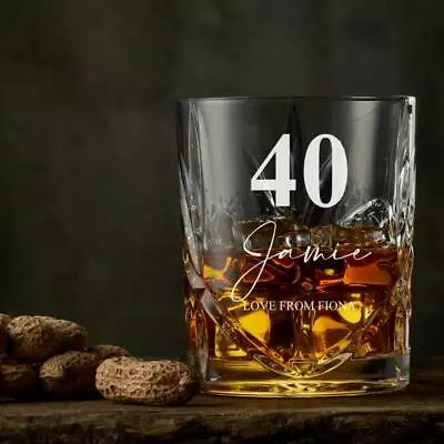Buy Engraved Personalised 40th Birthday Crystal Cut Whiskey Glass BOH100-6 • 13.99£