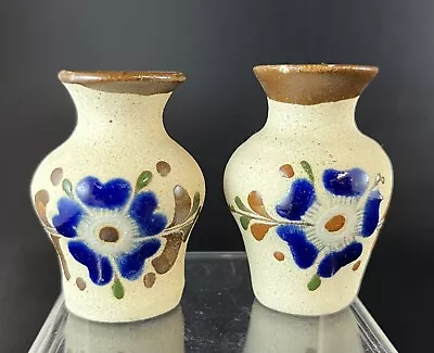 Buy Vintage Signed Mexican Folk Art Pottery Vases- 2” Tall- Set Of 2 • 16.81£