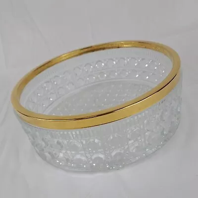 Buy Vintage Crystal Glass 8.5  Bowl With Gold Trim (8cm High) Unmarked • 6.99£