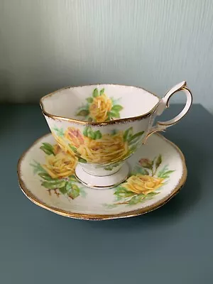 Buy ROYAL ALBERT Bone China  Yellow TEA ROSE Pattern Tea Cup & Saucer • 9.50£