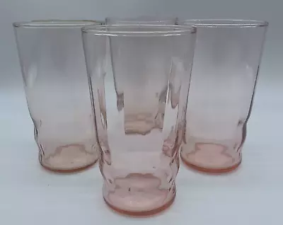 Buy Vintage Pink Depression 10-12 Oz Ribbed Optics Glasses Tumblers Set Of 4 1930s • 27.47£