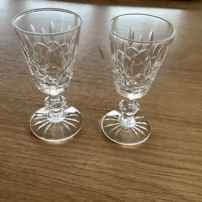 Buy Pair Of Vintage Cut Glass Small Fine Liqueur Shot Glasses. 3.5” • 6.25£