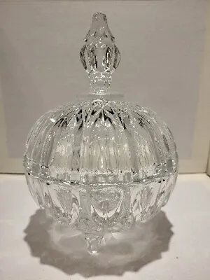Buy Footed Crystal Clear Glass Candy Dish Bowl With Lid • 14.23£