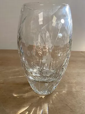 Buy Royal Doulton Cut Glass Large Vase 26cm Height. Etched Flower Design • 30£