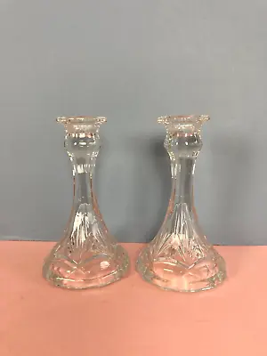 Buy Vintage Glass Candle Holders, Pressed Glass, Diner Candles, Christmas, Chic • 14.99£