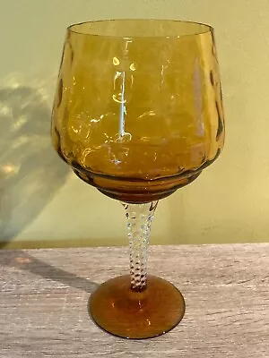 Buy Vintage Retro Empoli Glass Amber Coloured Oversized Glass/ Goblet • 15£