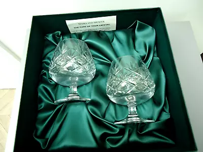 Buy Boxed Pair Of Marks And Spencers Crystal Brandy Glasses -loire Pattern • 15£