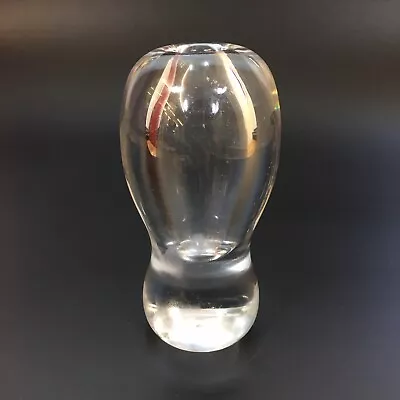 Buy Vintage Unsigned Orrefors Type Glass Vase / Paperweight Clear Glass 11.5cm High  • 35£