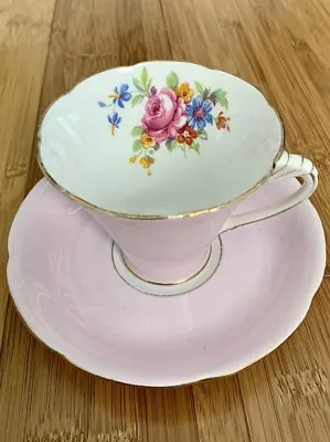 Buy Vintage Grafton China Pink Floral Scalloped Tea Cup & Saucer Made In England • 9.99£