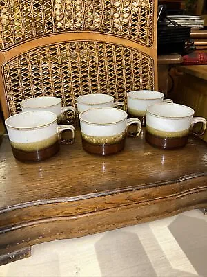 Buy Vintage 10s Scottish Stoneware Salt Glazed Mug Cups Set Of 6 By DUNOON CERAMICS • 25£