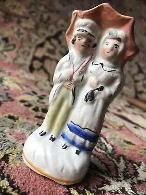 Buy Antique Staffordshire Figurine Couple Under Umbrella 10cm • 18£