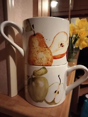 Buy Mugs. X2. Pair. Laura Ashley.  Cooks Kitchen.  Pears, Apples, & Plums. • 15.99£