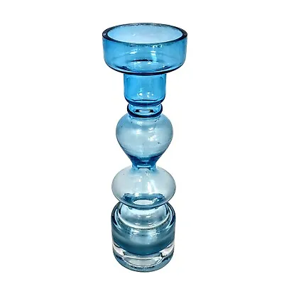 Buy Vintage Blue Blown Glass Scandinavian Mid Century Modern Hooped Vase 1960's 9  • 159.88£