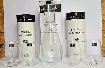 Buy Dartington Decanter And 4 Stemless Wine Glasses , Boxed. New #1003 • 25£