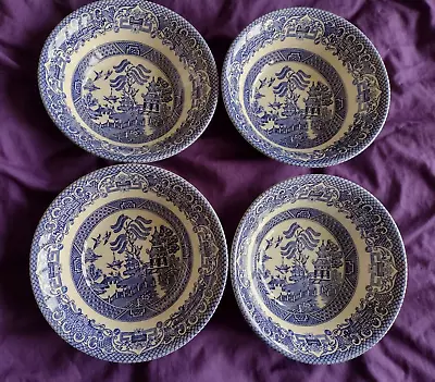 Buy 4 X EIT English Ironstone Tableware Old Blue Willow Soup/Cereal Bowls 16cm • 12£