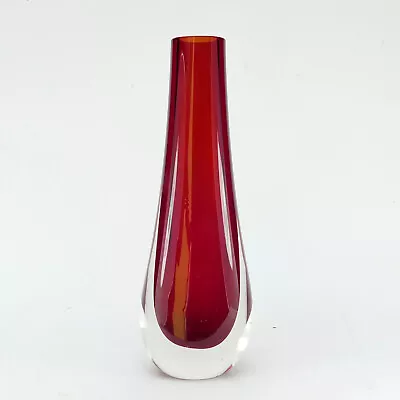 Buy WHITEFRIARS GLASS Vase - Ruby In Clear Tear Drop Shape 9571 • 12.50£